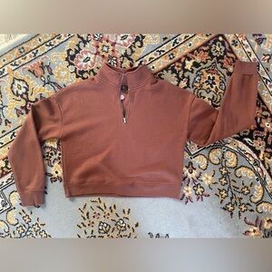 Brown Half-Zip Pullover, slight crop